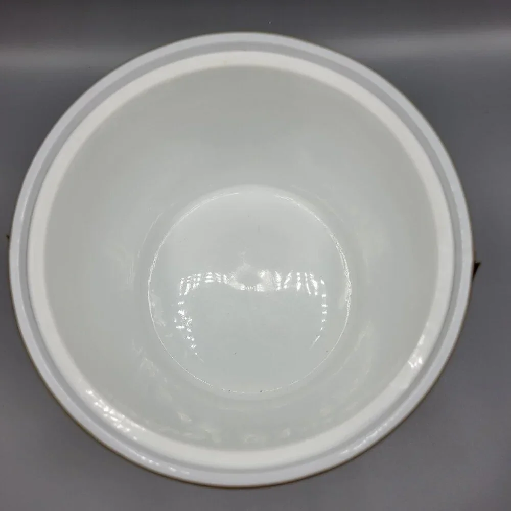 Vintage Mid Century Modern MCM Silver Gold Ice Bucket Clear Lid & Metal Handle